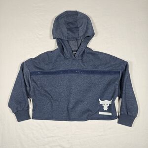 Under Armour Project Rock Brahma Bull Cropped Fleece Hoodie Womens S